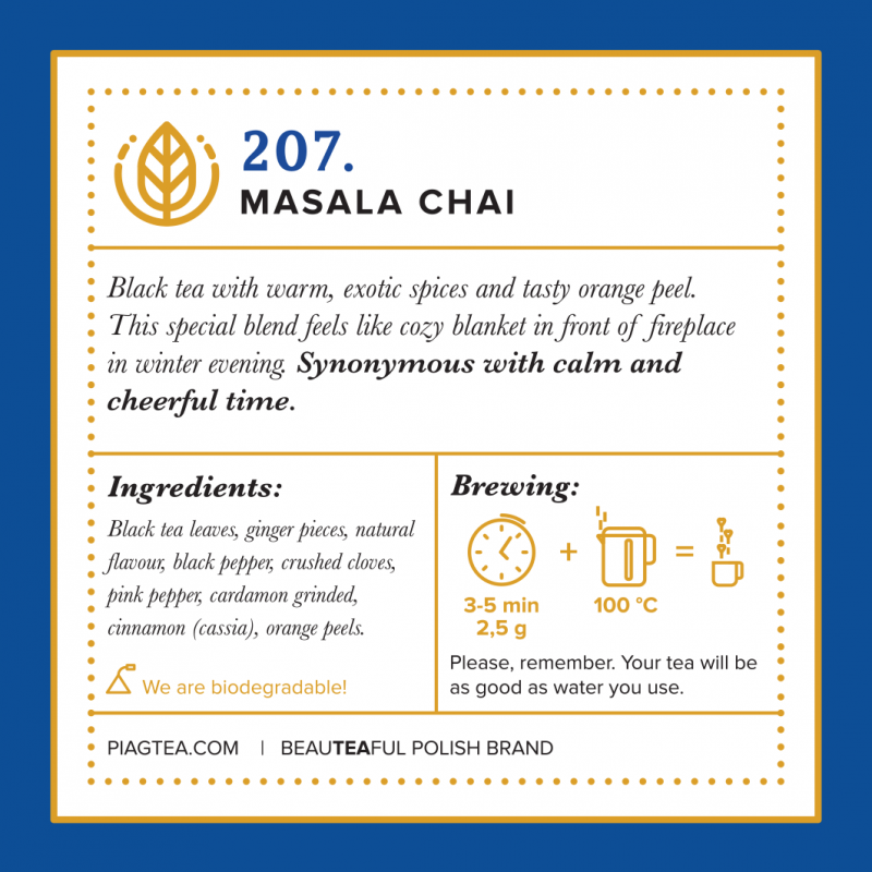 207.Masala Chai 50ct - Black tea with spices and orange peel PIAG The Fresh Tea Piag the fresh Tea - 5