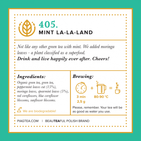 405. Mint La La Land 50ct -Green tea with mint PIAG The Fresh Tea Piag the fresh Tea - 6