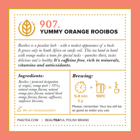 907.Yummy Orange Rooibos  50 ct - Piag The Fresh Tea Piag the fresh Tea - 4