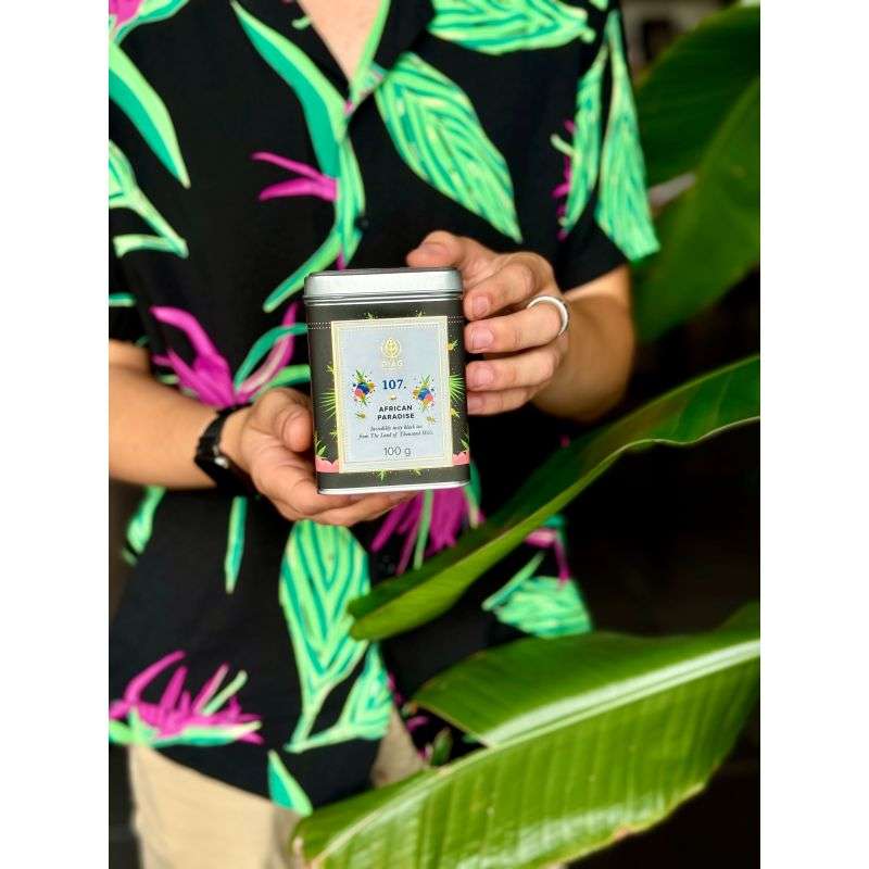 107.African Paradise Piag Tea- Owocowo pachnąca herbata czarna z serca Afryki 100 g puszka Piag the fresh Tea - 2