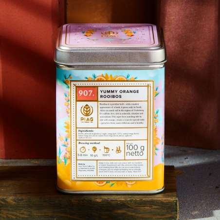 907.Yummy Orange Rooibos Piag Tea- Pomarańczowy Rooibos 100 g puszka Piag the fresh Tea - 1