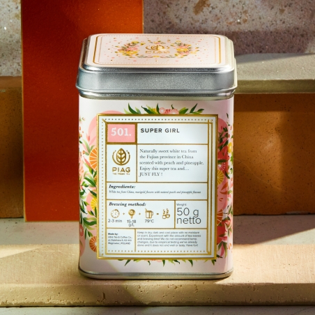 501.Super Girl Piag Tea- Biała herbata z brzoskwinią 50 g puszka Piag the fresh Tea - 2