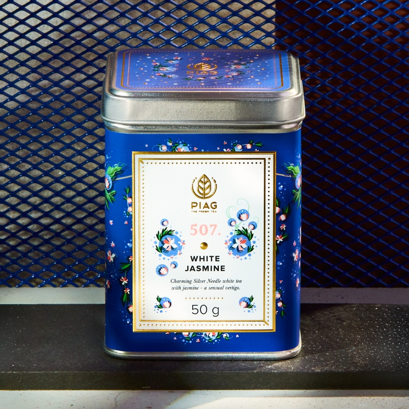 507. White Jasmine Piag Tea- Biała herbata z jaśminem 50 g puszka Piag the fresh Tea - 1 507. White Jasmine Piag Tea- Biała herbata z jaśminem 50 g puszka Piag the fresh Tea - 1