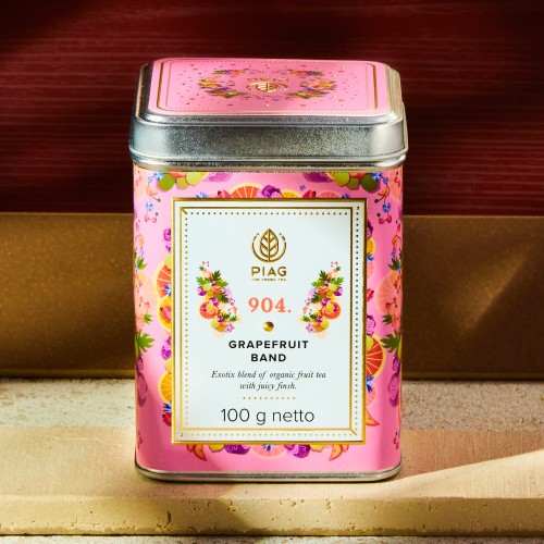 904.Grapefruit Band Piag Tea- Kwaskowo owocowy napar,  grejpfrutów, jabłek, papai, ananasów, pomarańczy i hibiskusa 100 g puszka