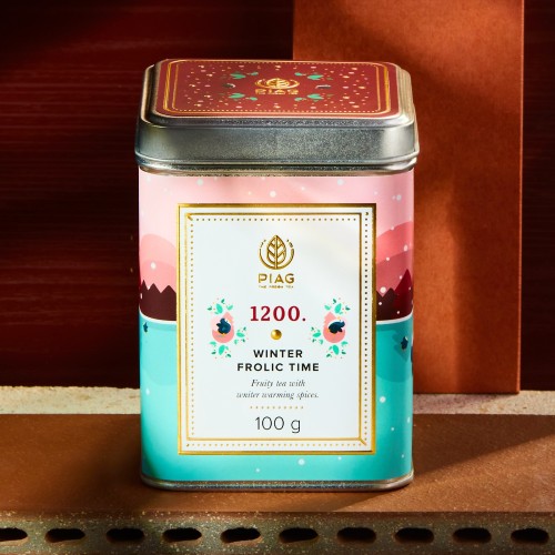 1200.Winter Frolic Time Piag Tea- Napar herbaciany owocowy z korzeniami : ) 100 g puszka  CN:21069092450 Piag the fresh Tea - 2