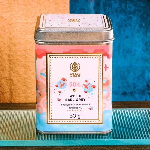 504.White Earl Grey Piag Tea- Biała herbata z nutą bergamotki 50 g puszka Piag the fresh Tea - 1