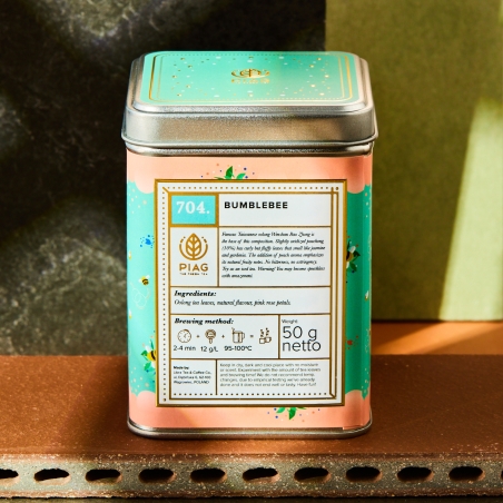 704.BumbleBee Piag Tea- Zachwycający tajwański oolong z brzoskwiniowym aromatem i płatkami róż 50 g puszka Piag the fresh Tea - 