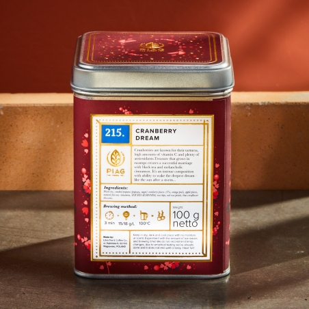 215.Cranberry Dream Piag Tea-  Czarna herbata z nutami żurawiny i melancholijnym cynamonem 100 g puszka Piag the fresh Tea - 4