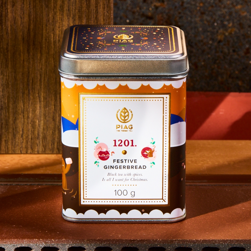 1201.Festive Gingerbread Piag Tea- Herbata pachnąca piernikami i świąteczną krzątaniną 100 g puszka Piag the fresh Tea - 4 1201.Festive Gingerbread Piag Tea- Herbata pachnąca piernikami i świąteczną krzątaniną 100 g puszka Piag the fresh Tea - 4