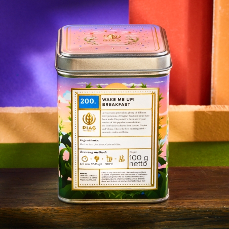200.WMU Breakfast Piag Tea- Autorskie połączenie wyjątkowych czarnych herbat Assam i Sri Lanki 100 g puszka Piag the fresh Tea -