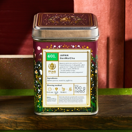 401.GenMaiCha Piag Tea- Japońska zielona herbata Sencha z prażonym ryżem 100 g puszka Piag the fresh Tea - 1