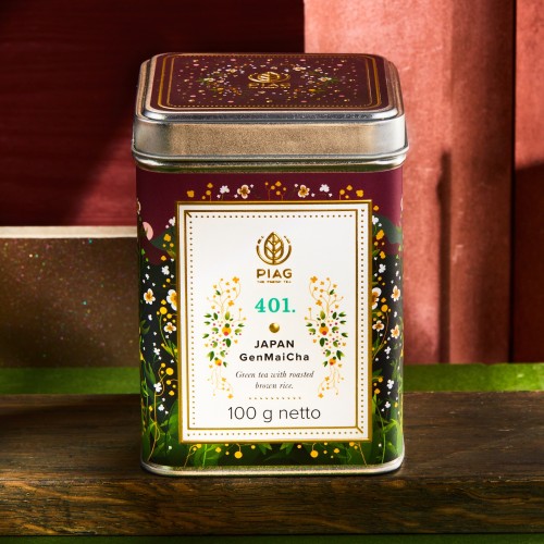401.GenMaiCha Piag Tea- Japońska zielona herbata Sencha z prażonym ryżem 100 g puszka Piag the fresh Tea - 2