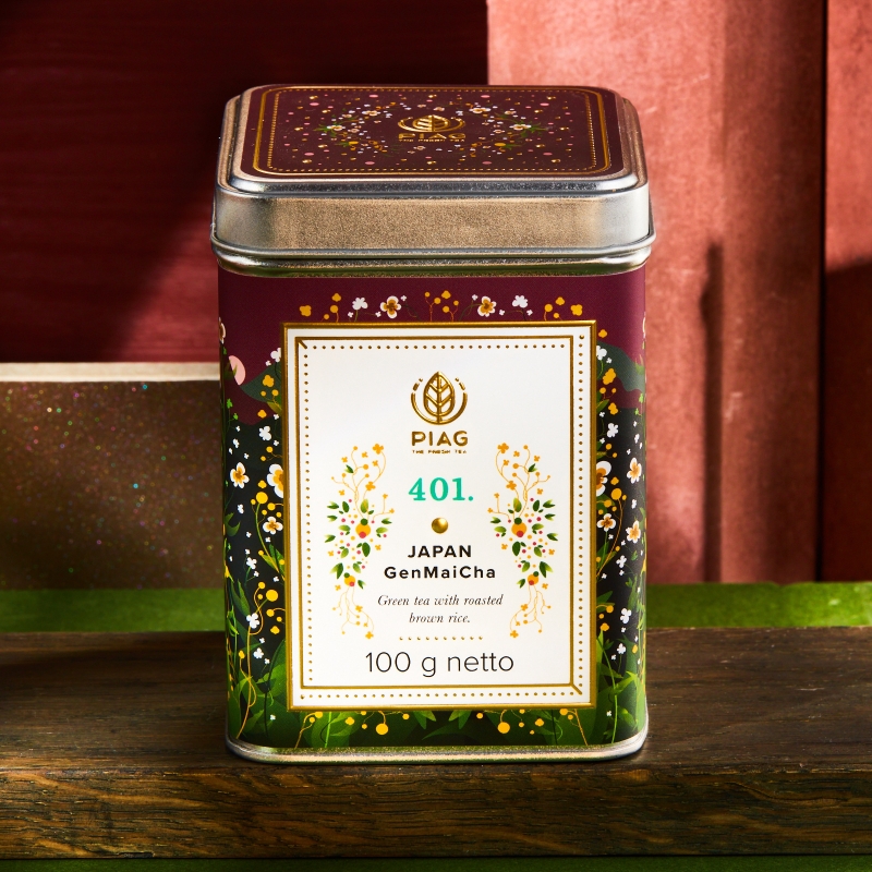 401.GenMaiCha Piag Tea- Japońska zielona herbata Sencha z prażonym ryżem 100 g puszka Piag the fresh Tea - 2 401.GenMaiCha Piag Tea- Japońska zielona herbata Sencha z prażonym ryżem 100 g puszka Piag the fresh Tea - 2