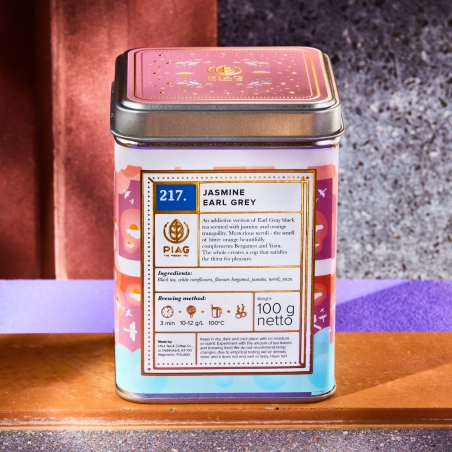 217.Jasmine Earl Grey Piag Tea- Porywająca czarna herbata Earl Grey o zapachu jaśminu i cytrusów 100 g puszka Piag the fresh Tea