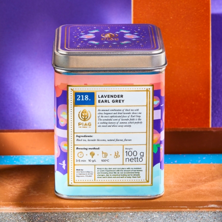 218.Lavender Earl Grey Piag Tea- Czarna herbata z bergamotką i szczyptą lawendowego kwiecia 100g puszka Piag the fresh Tea - 2