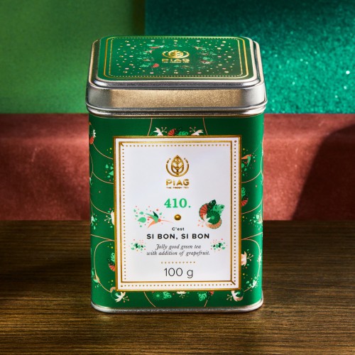 410.C'est si bon, si bon Piag Tea- Świetna zielona herbata z grejpfrutowym pazurem 100 g puszka Piag the fresh Tea - 1