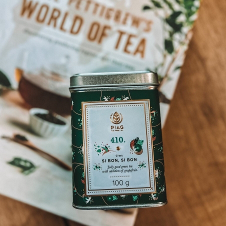 410.C'est si bon, si bon Piag Tea- Świetna zielona herbata z grejpfrutowym pazurem 100 g puszka Piag the fresh Tea - 5