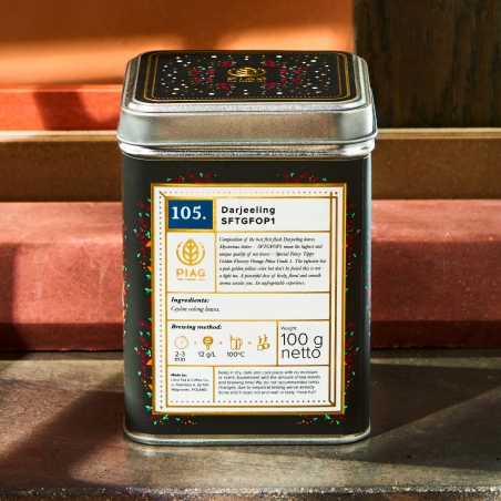 105.Darjeeling SFTGFOP1 Piag Tea- Wyjątkowa czarna herbata z indyjskiej prowincji Darjeeling 100 g puszka Piag the fresh Tea - 3