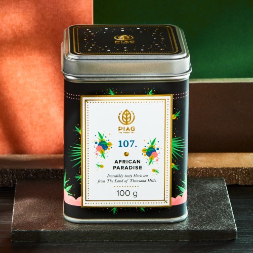 107.African Paradise Piag Tea- Owocowo pachnąca herbata czarna z serca Afryki 100 g puszka Piag the fresh Tea - 7