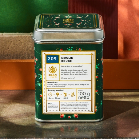 209. Moulin Rouge (100g) - A spectacular show of black tea, sweet papaya and enchanting roses - PIAG The Fresh Tea Piag the fres