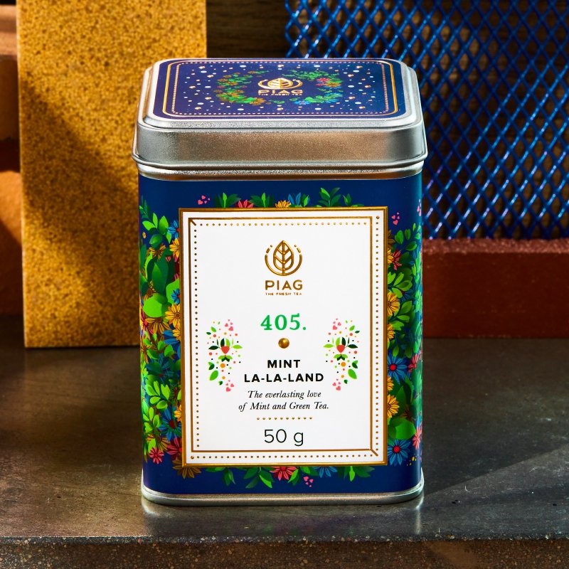 405.Mint La La Land Piag Tea- Mięta i zielona herbata – przyjaźń stara jak świat 50 g puszka Piag the fresh Tea - 3 405.Mint La La Land Piag Tea- Mięta i zielona herbata – przyjaźń stara jak świat 50 g puszka Piag the fresh Tea - 3